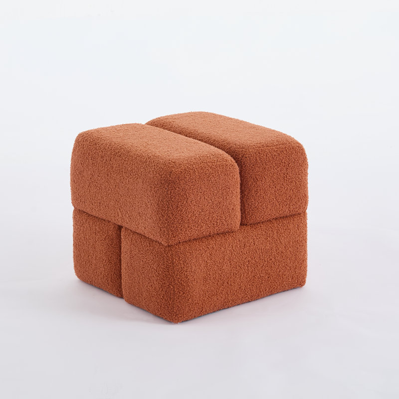 Robertas 18.5'' Wide Sherpa Ottoman, Orange