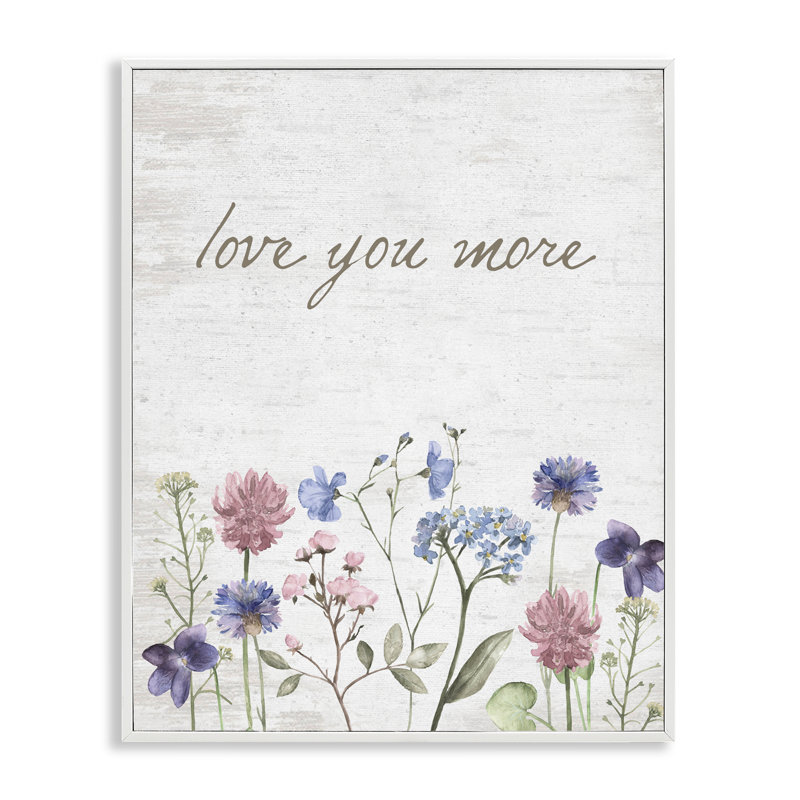 Giclée encadrée Love You More Wildflowers, H 30 po x l 24 po, Estampe numérique encadrée blanc bord de mer