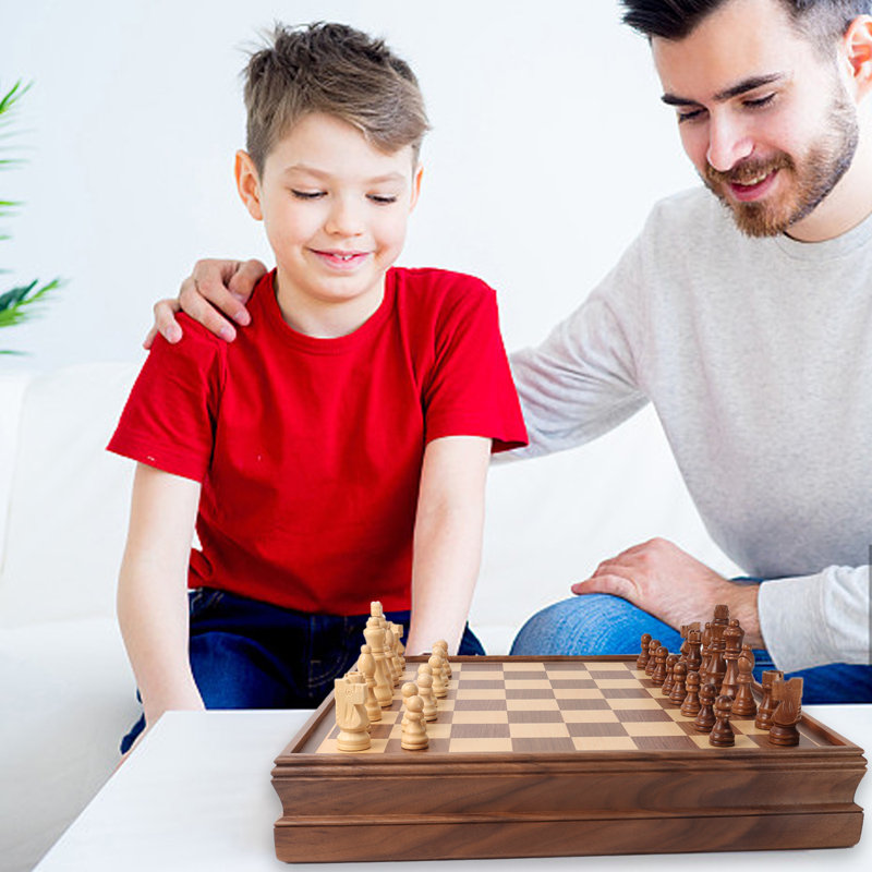 15" Large 2-in-1 Chess and Checkers Board Game Combo Set