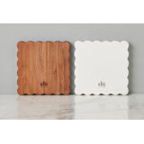 Scalloped Appetizer Cheese Board, White/Natural, Set of 2