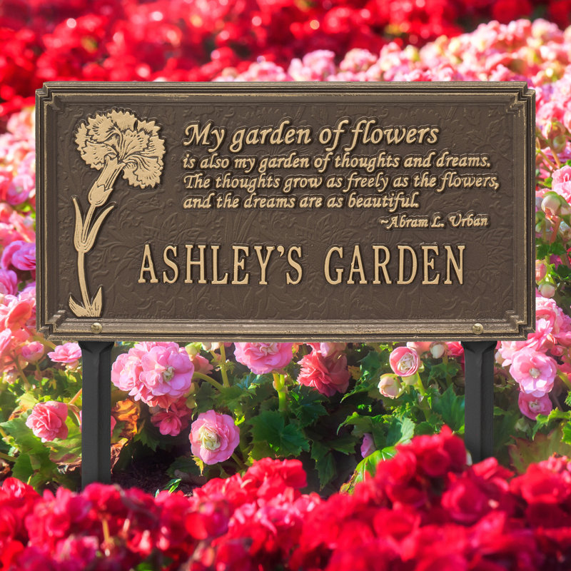 Plaque de jardin personnalisée Dianthus, Bronze/Doré, Oui