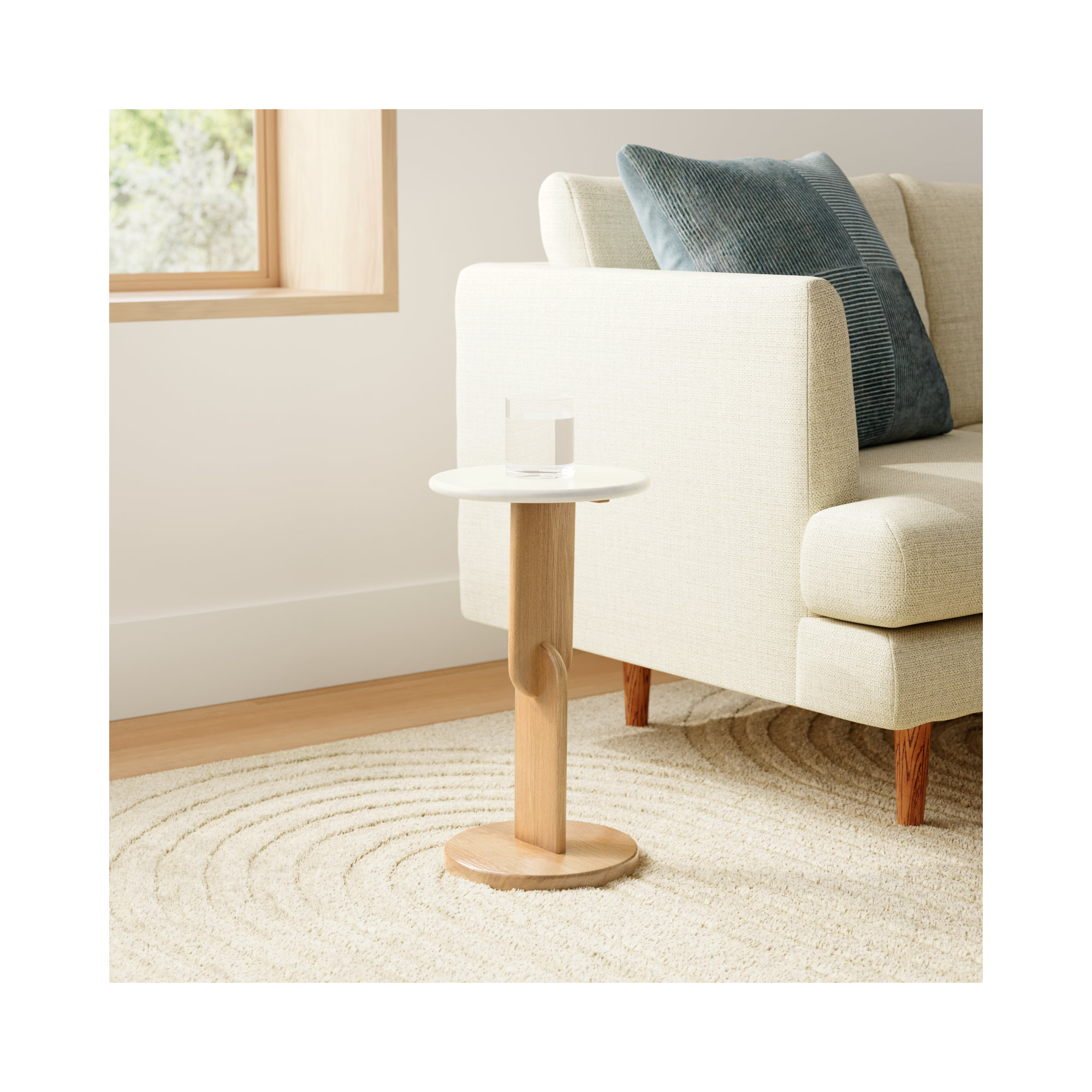 Kielle End Table, Oak, White Marble