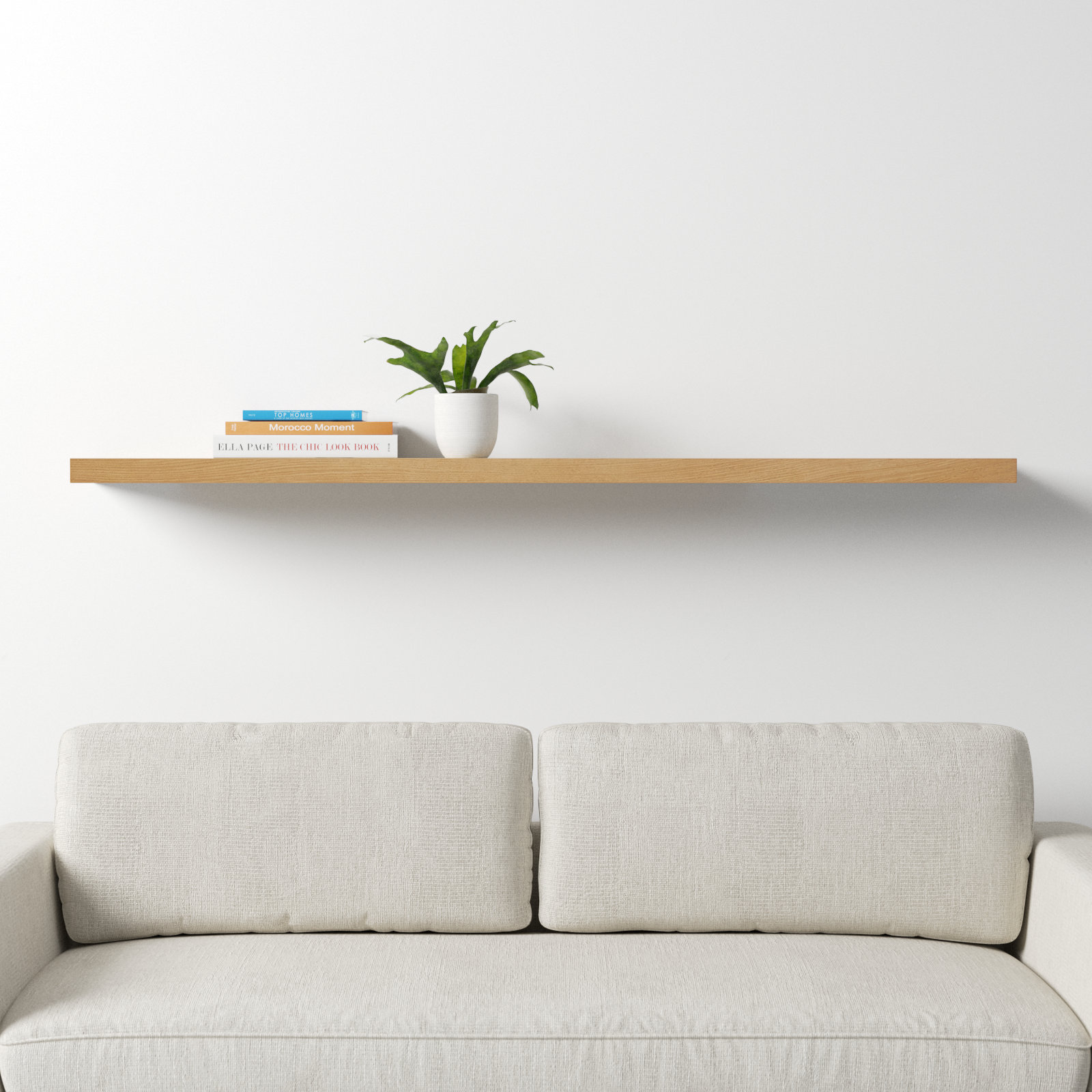 Sherice Floating Shelf, 1.97" H x 74.81" W x 10.24" D, Oak