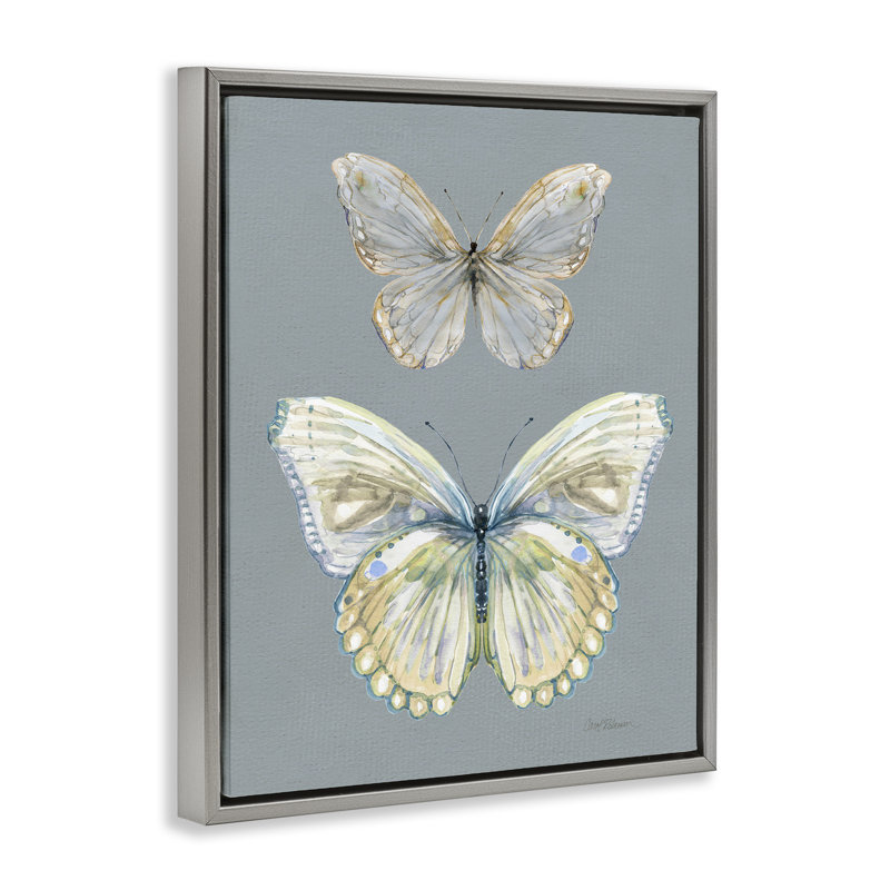 Cadre flottant Papillon, étude par Carol Robinson, H 31 po x l 25 po, Cadre flottant gris lustré