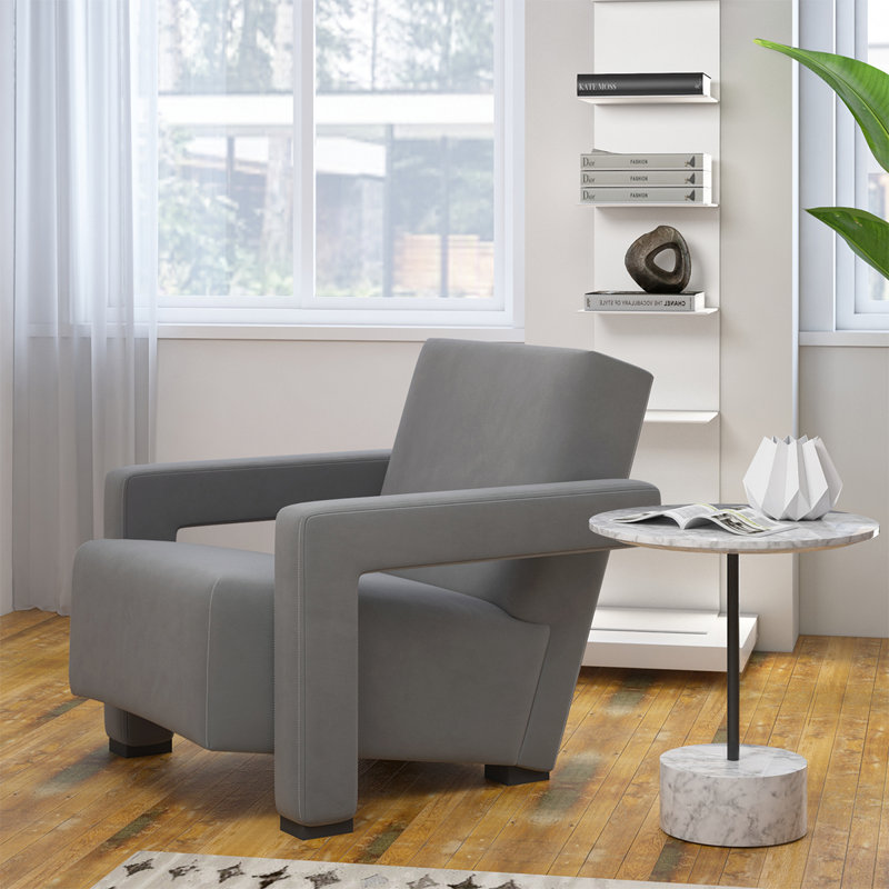 Méridienne large en velours 28,94 po Fleischer, Gris