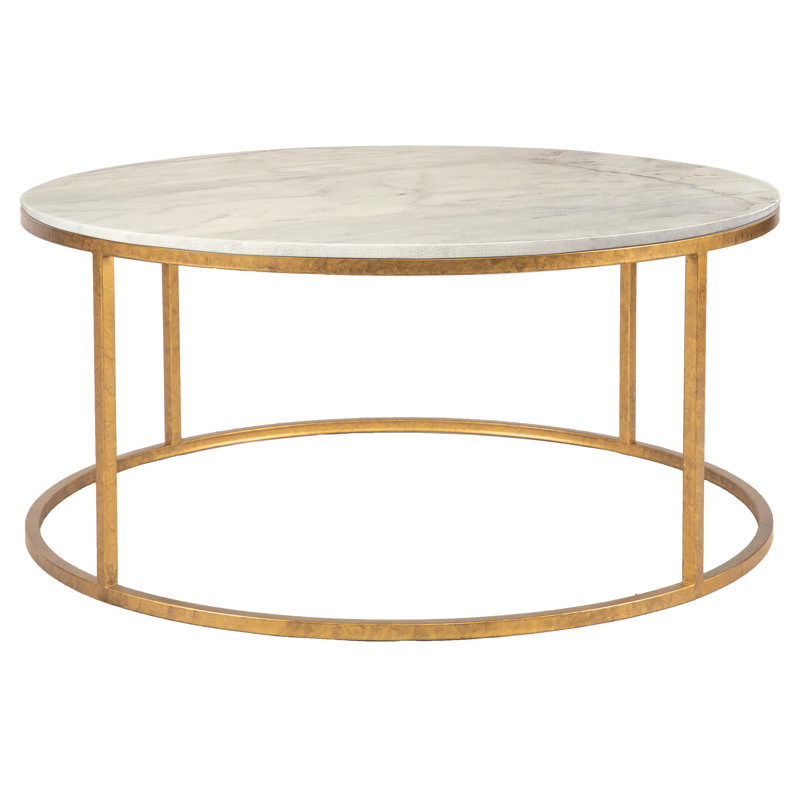 Paris Frame 1 Coffee Table, Carrera Marble, Royal Gold