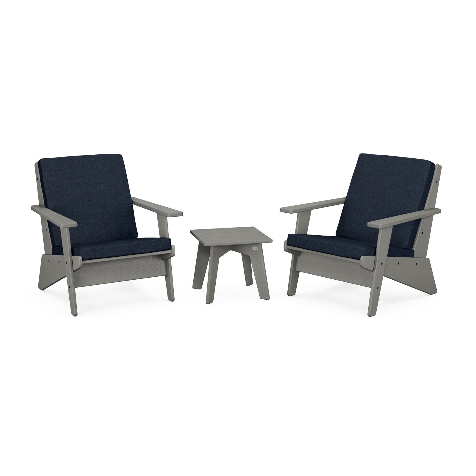 Riviera Modern Lounge 3-Piece Set, Slate Gray, Marine Indigo