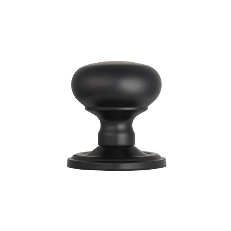 Victorian Passage Door Knob, Matt Black
