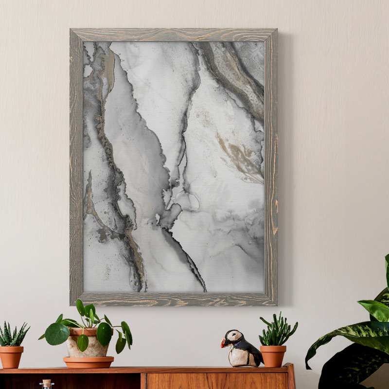 «Abstract Ink Fantasy I» - reproduction de cadre photo, H 43,5 po x l 31,5 po, Toile avec cadre gris, Pas de tapis
