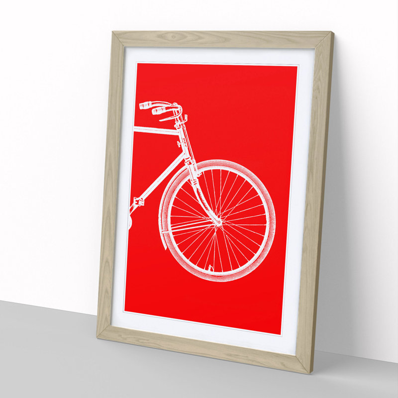 Bicycle No.2 - Picture Frame Graphic Art, 48cm H x 36cm W x 2cm D, Oak