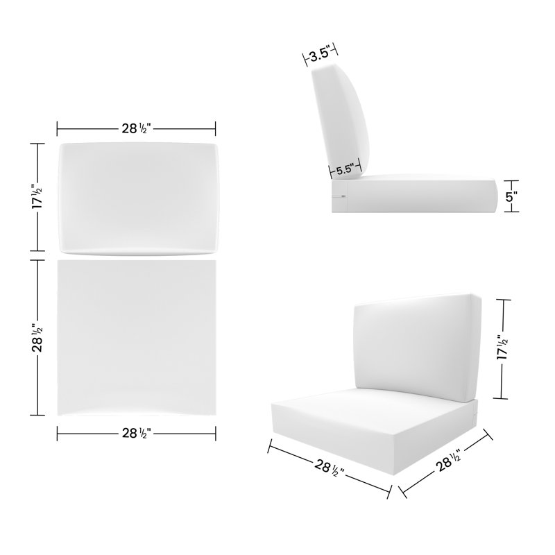 Covers&All Outdoor 5" Seat / Back Cushion With Eco-Friendly Olefin Fabric, Beige