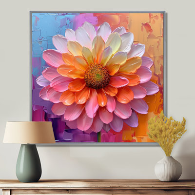 «Dahlia II», art mural rose et orange vif