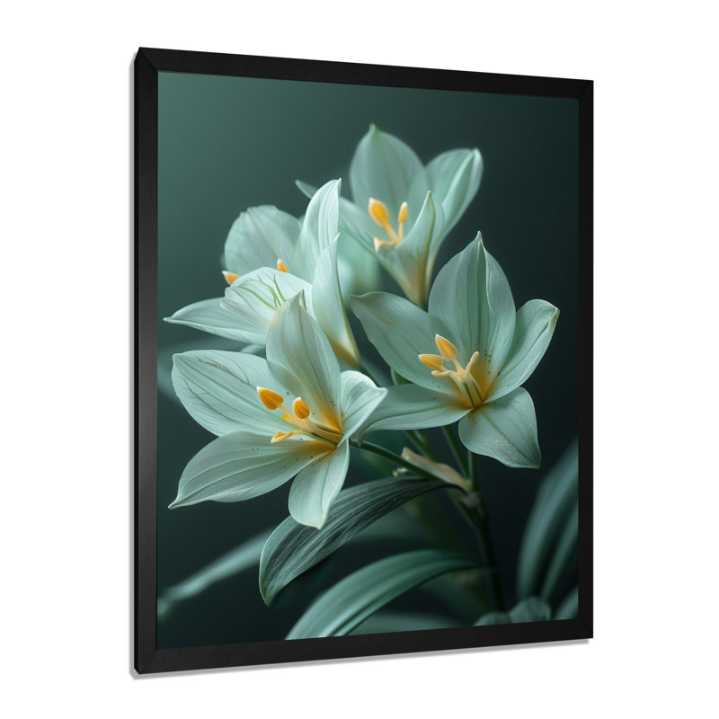 Emblème éthéré, photo d'orchidées vertes, impression d'art mural, H 12 po x l 20 po, Cadre simple noir