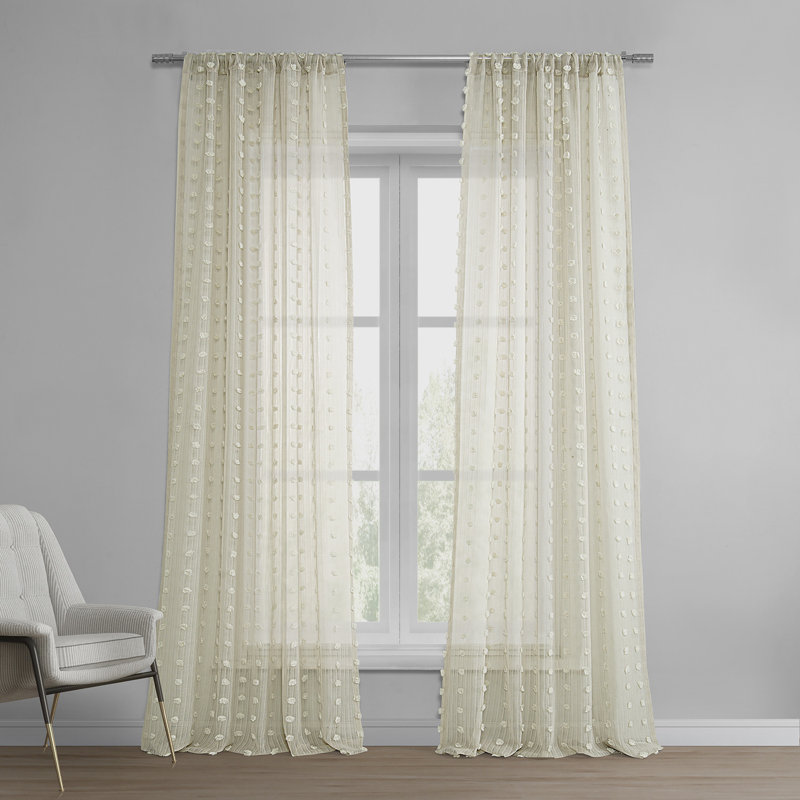 Rideaux transparents imitation lin Bracken, Pois de Strasbourg couleur crème, l 50 po x L 120 po