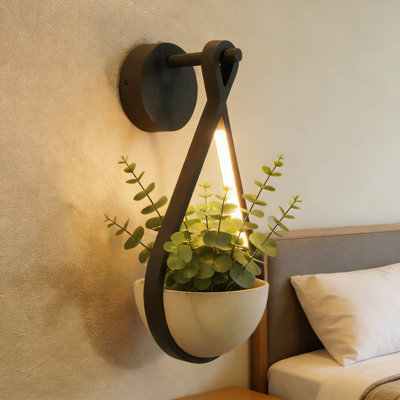 Applique murale d'extérieur Dusk To Dawn avec jardinière intégrée, capteur de lumière étanche pour patio, jardin et porche, DEL blanc chaud 3000K