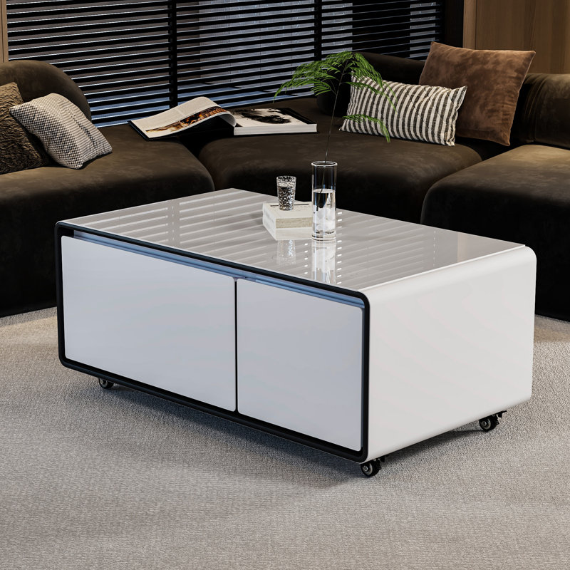 Rozelle Smart Coffee Table with Built-in Fridge, Wireless Charging