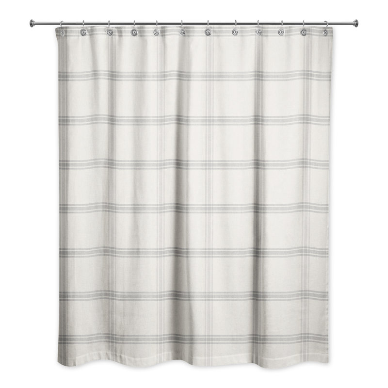 Rideau de douche simple à carreaux et crochets changir