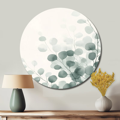 «Minimal Leaves Beauty Calming», art mural floral rond en métal