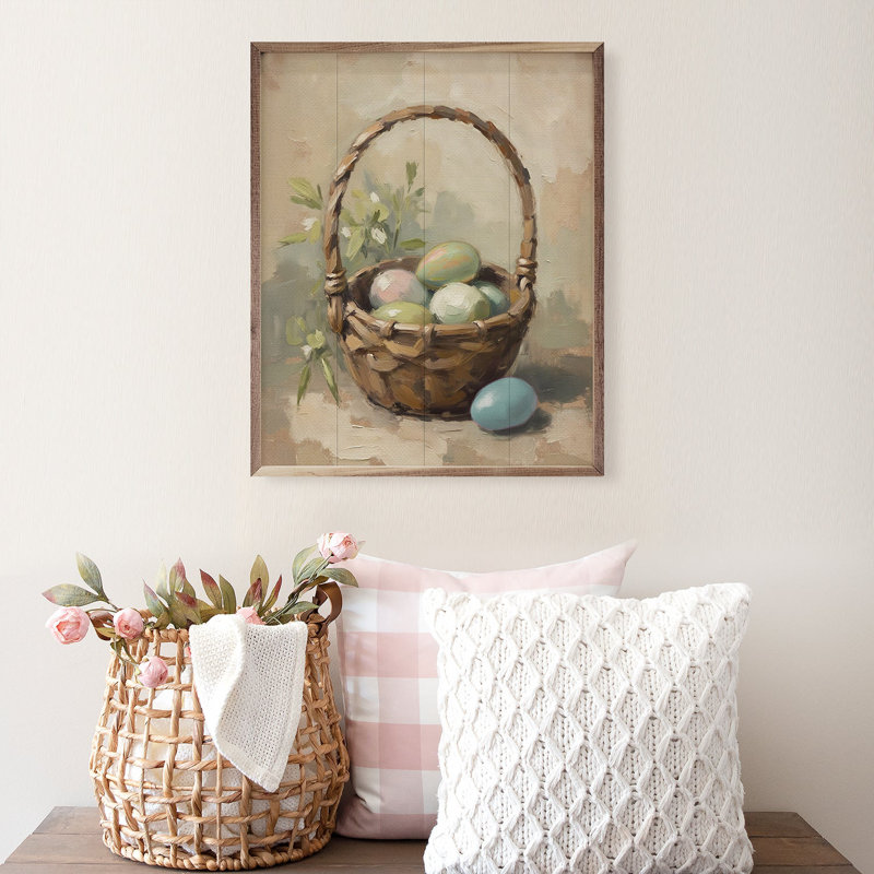 Easter Eggs In Basket, 8" H x 5" W