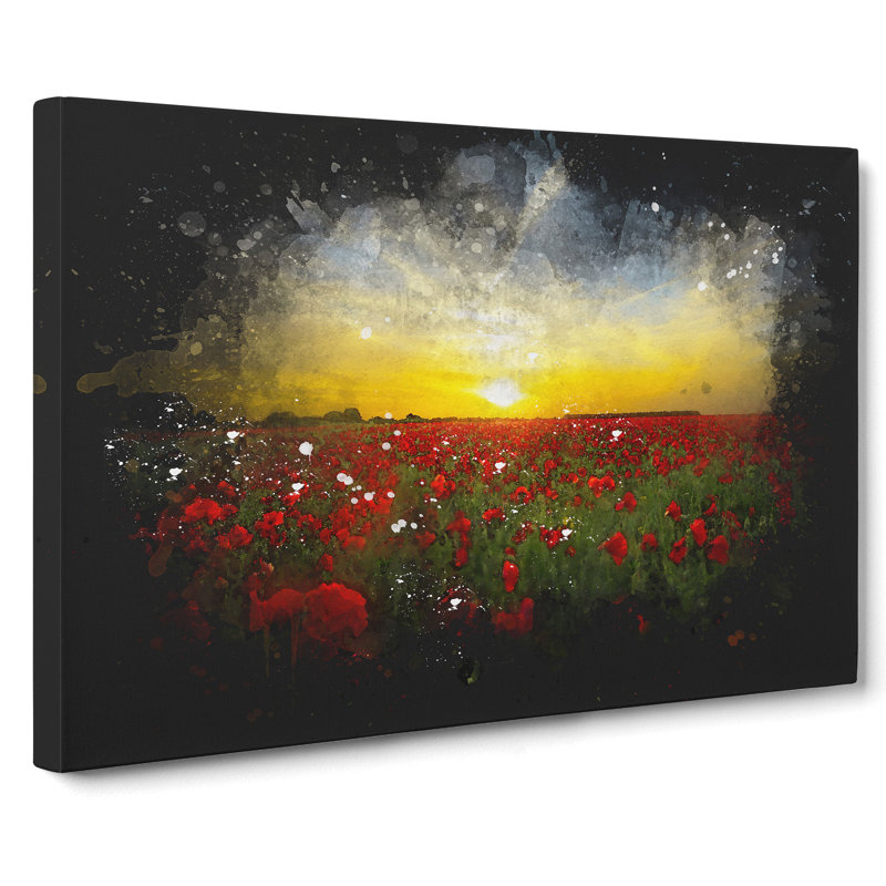 Field Of Poppies Vol.3 - Wrapped Canvas Painting, 60cm H x 91cm W x 3cm D