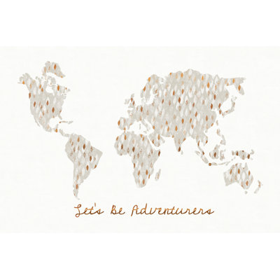 Lets Be Adventurers Copper Map 1 Piece Wrapped Canvas Wall Art