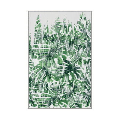 Tapis à motif floral tissé à plat en polyester vert / gris Asalonis