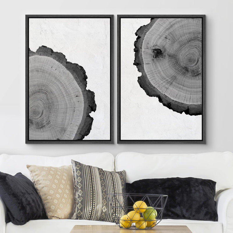 «Fleurs botaniques noires et blanches, minimaliste minimaliste», 2 pièces, Noir, H 24 po x l 16 po