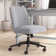 Mid Back Armless Office Chair With Wheels In Soft Beige Fabric, Computer Desk Seating For Personal Workspace
