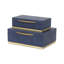 Ensemble de boîtes rectangulaires or Zynova - Faux chagrin crème-123807030-105511588