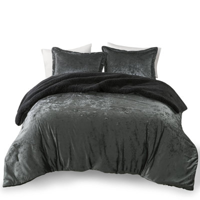 Ensembles de literie luxueux gris anthracite, confort réversible en velours de velours froissé, idéal pour les maisons modernes