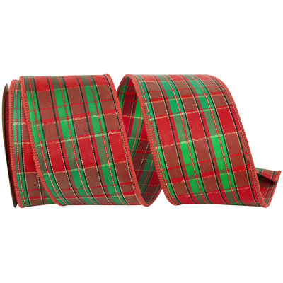 Tartan Tony Metallic Plaid Wired Edge Ribbon