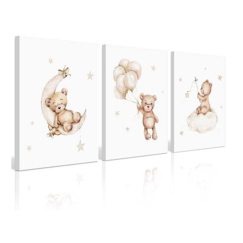 3 Piece Wrapped Canvas Print, Brown