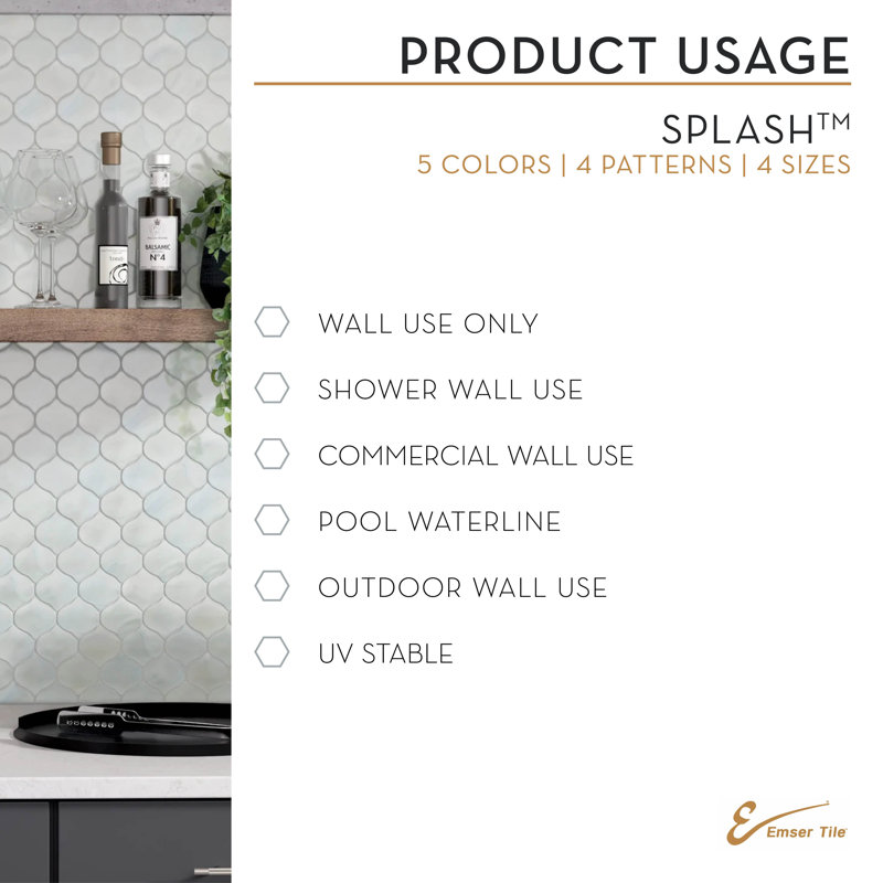 Splash™ Moss 12" x 13" Glass Brick Joint Mosaic Tile