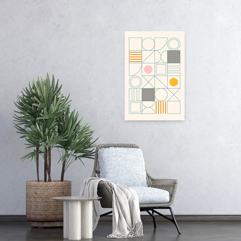 Art contemporain abstrait géométrique rétro printemps, H 24 po x l 16 po