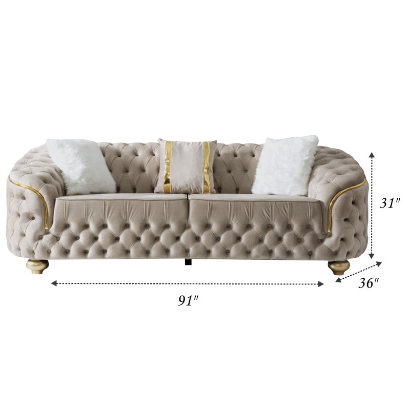 Canapé Gonda, Crème, H 34 po x l 91 po x P 36 po 