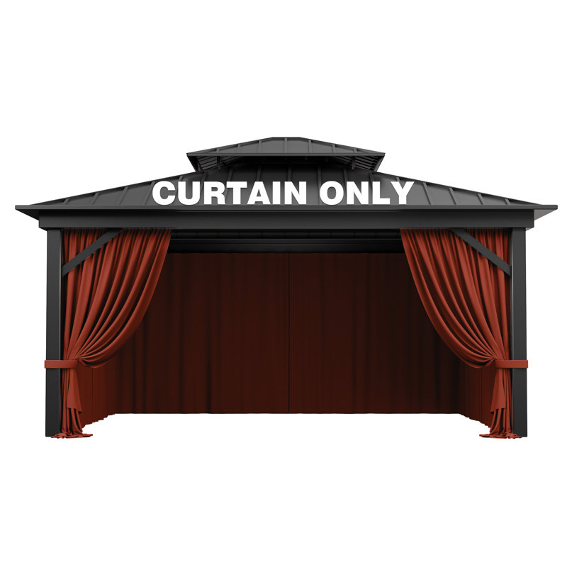 4-Panels Sidewall Curtains For Gazebo, Only Curtains, 78.74" H x 144" W x 120" D, Terra Red
