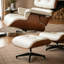 Chaise longue pivotante en cuir véritable classique avec repose-pieds pour le salon, fauteuil d'appoint en bois massif-1366739933