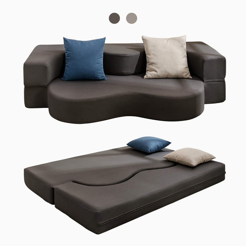 Wrought Studio Queen Size Folding Sofa Bed Faux Leather