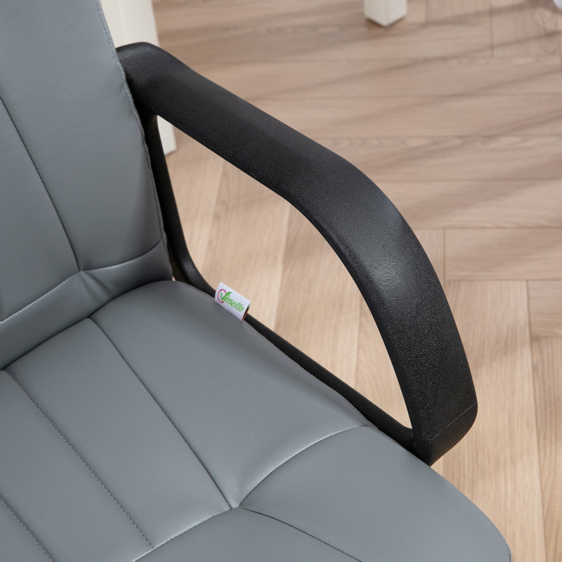 HOMCOM PU Leather Office Chair Swivel Computer Desk Chair, Grey