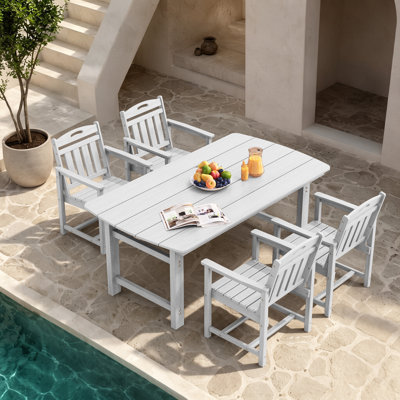 Ensemble de salle à manger rectangulaire 4 pièces pour 4 personnes avec trou pour parasol 4 personnes