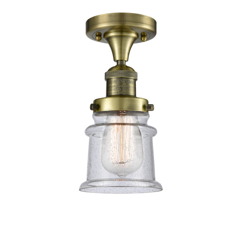 Alexandira Glass Semi Flush Mount, Antique Brass, Seedy, No Bulb Included