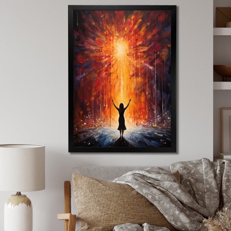 Orange, yoga noir en mouvement, H 32 po x l 16 po x P 1 po, Noir