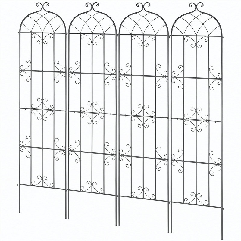 Ensemble de 4 treillis de jardin en métal pour support d'escalade 87 x 20 po antirouille