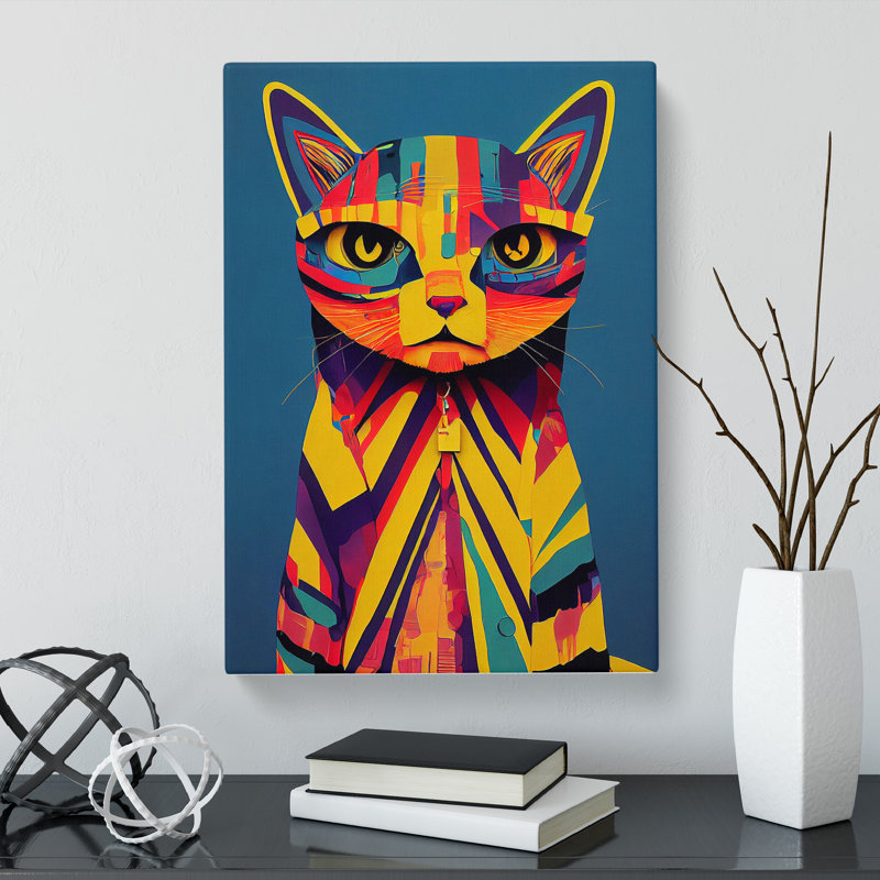 Colourful Abstract Cat Vol.1 - Wrapped Canvas, 76cm H x 50cm W x 3cm D
