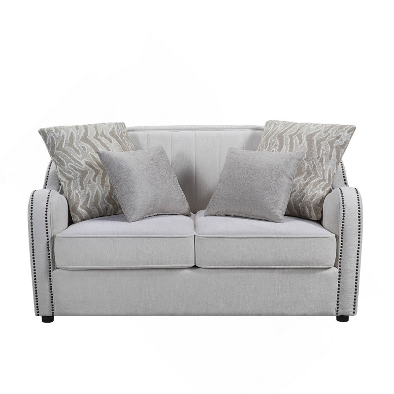 Causeuse en lin beige avec 4 coussins