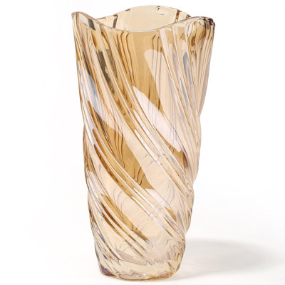 Amber Glass Decorative Vase, Elegant Spiral Design, Irregular Shaped Home Decor For Living Room, Bedroom, Kitchen, Office, Ideal Gift For Holidays