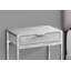 Table d'appoint contemporaine en métal chromé avec tiroir de rangement et tablette ouverte, parfaite pour les espaces de vie modernes.-472821029