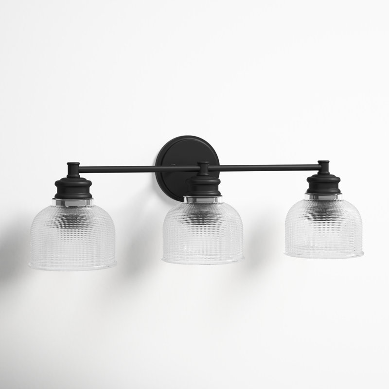 Matte Black 3-Light Vanity Fixture with Clear Glass Shades