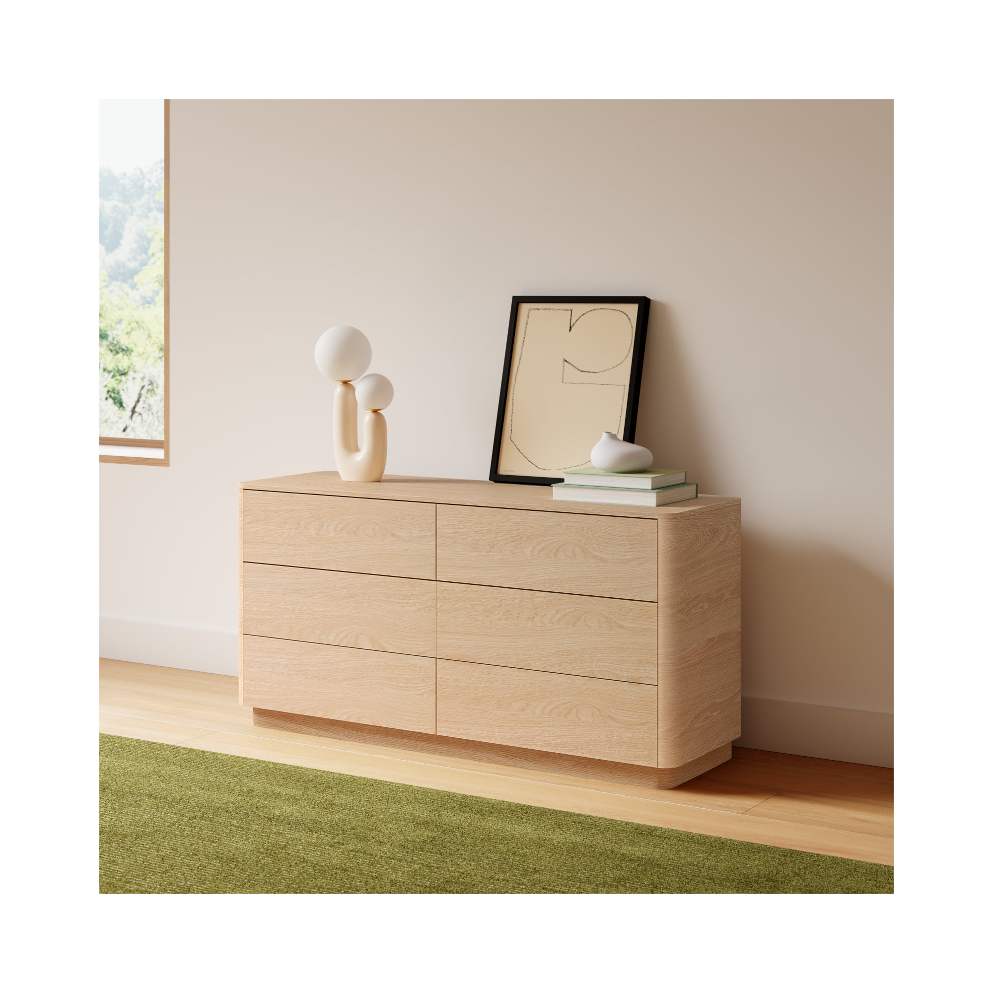 Mille 6- Drawer Dresser, Oak