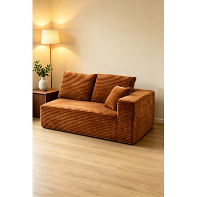 Canapé modulaire 59 po avec assise profonde et tissu velours côtelé moelleux 59 po